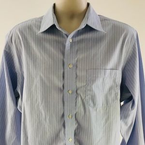 Jos A. Bank Mens Blue Pinstriped Oxford Shirt 16.5